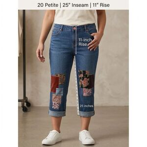 LOGO Limited Edition Lori Goldstein Velvet Patch Boyfriend Denim Jeans Size 20WP